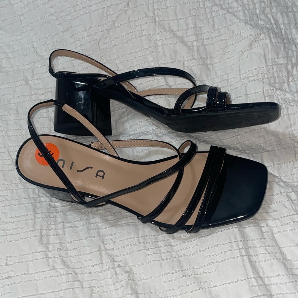 Misa Black Strappy Block Heel Sandals